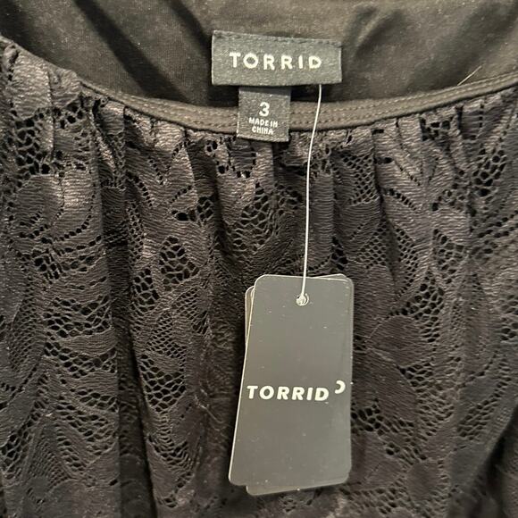 NEW Torrid Black Lace Babydoll Dress Size 3X Knee Length Whimsigoth Puff Sleeve - Picture 6 of 12